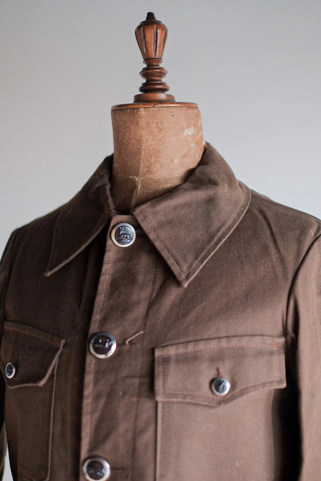[~ 40's] Veste de chasse à serre en coton marron vintage 