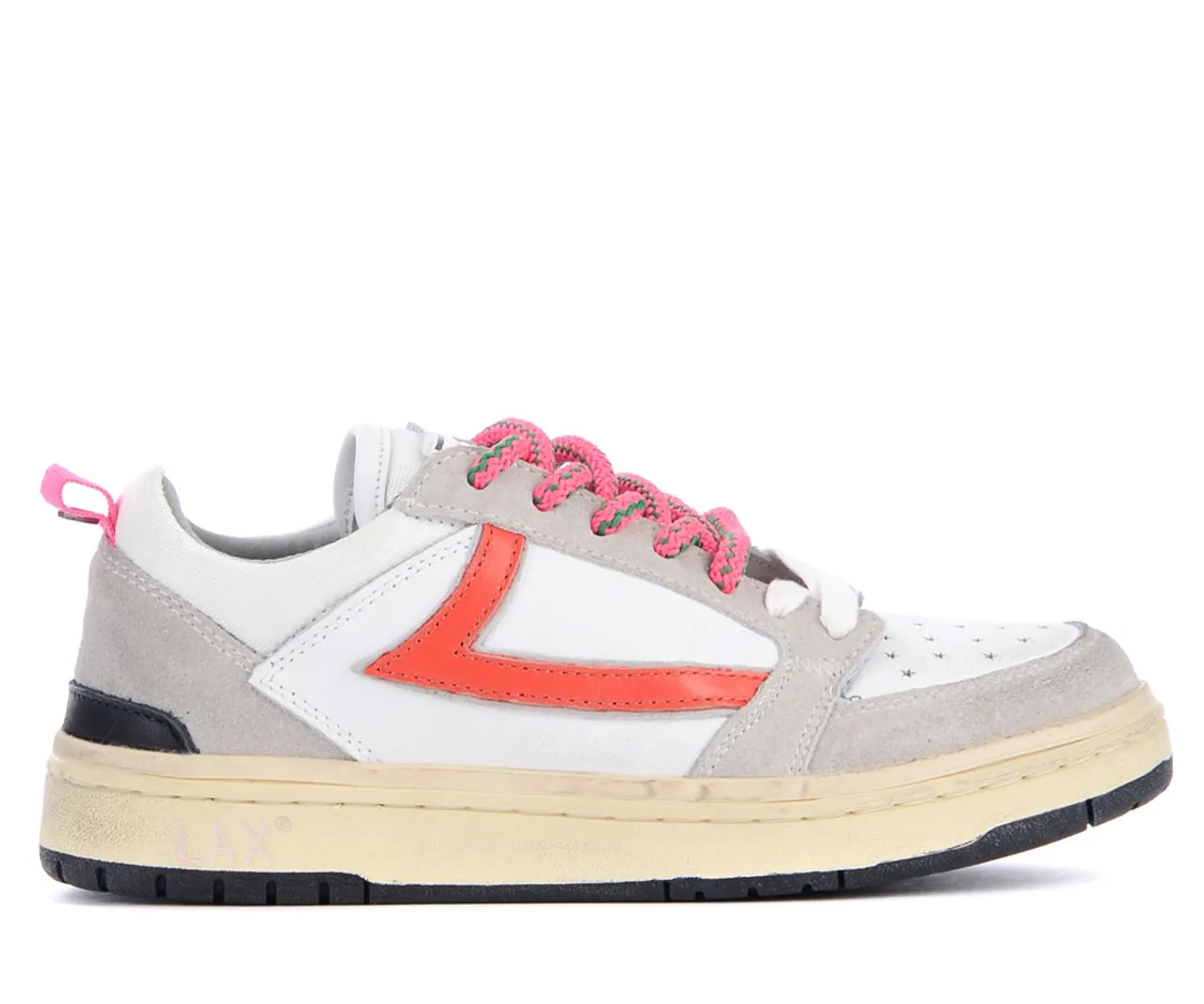 Baskets HTC Los Angeles Starlight en cuir blanc, gris et orange