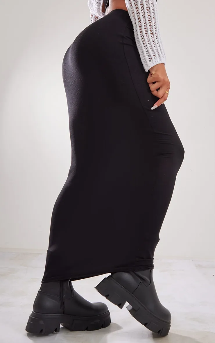 Black jersey long skirt low waist.