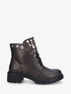 Bottines en simili à perles et strass - Bronze
