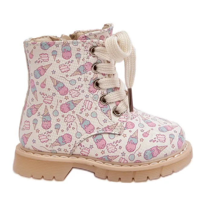 Bottines isolées pour enfants avec fermeture éclair, Beige Dolida