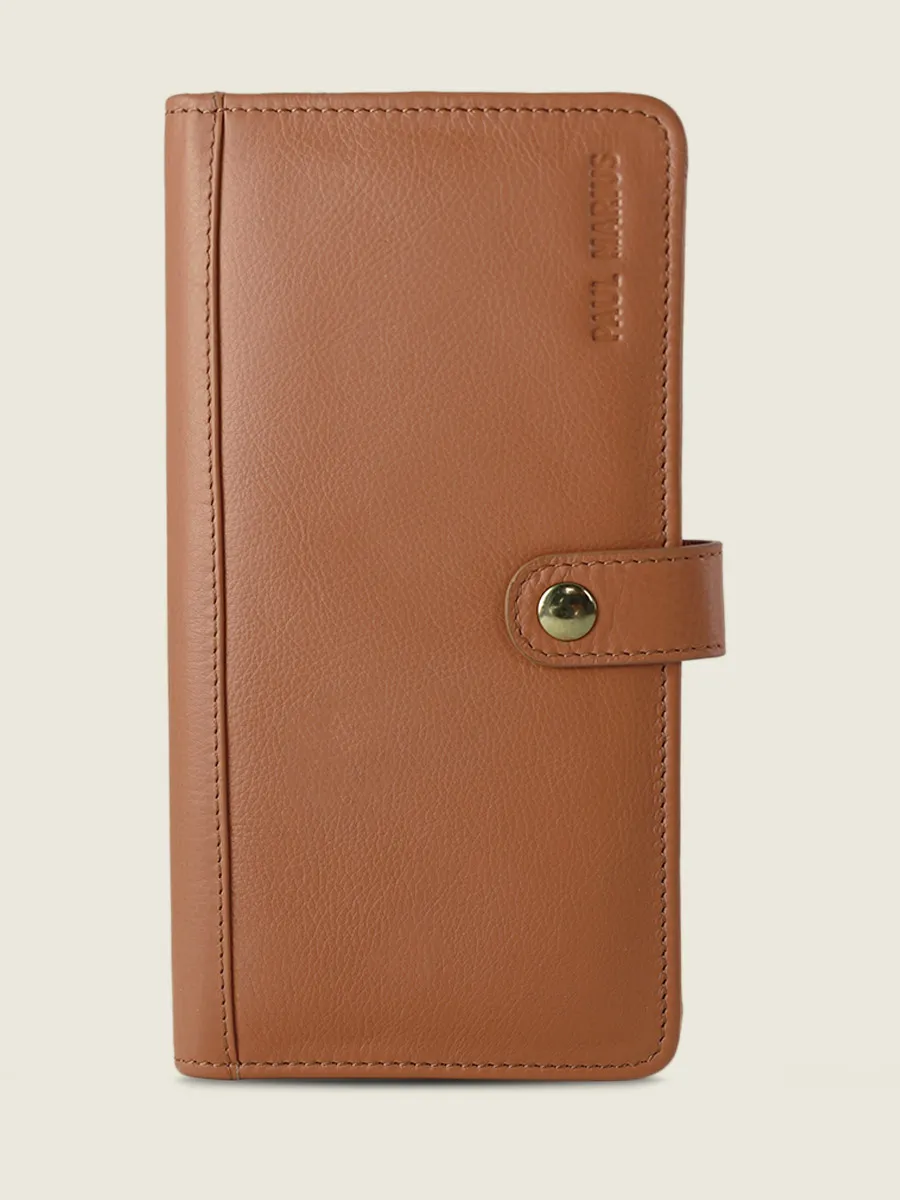 Brown Women's Leather Wallet LePortefeuille Charlotte No. 2 Art Deco - Caramel