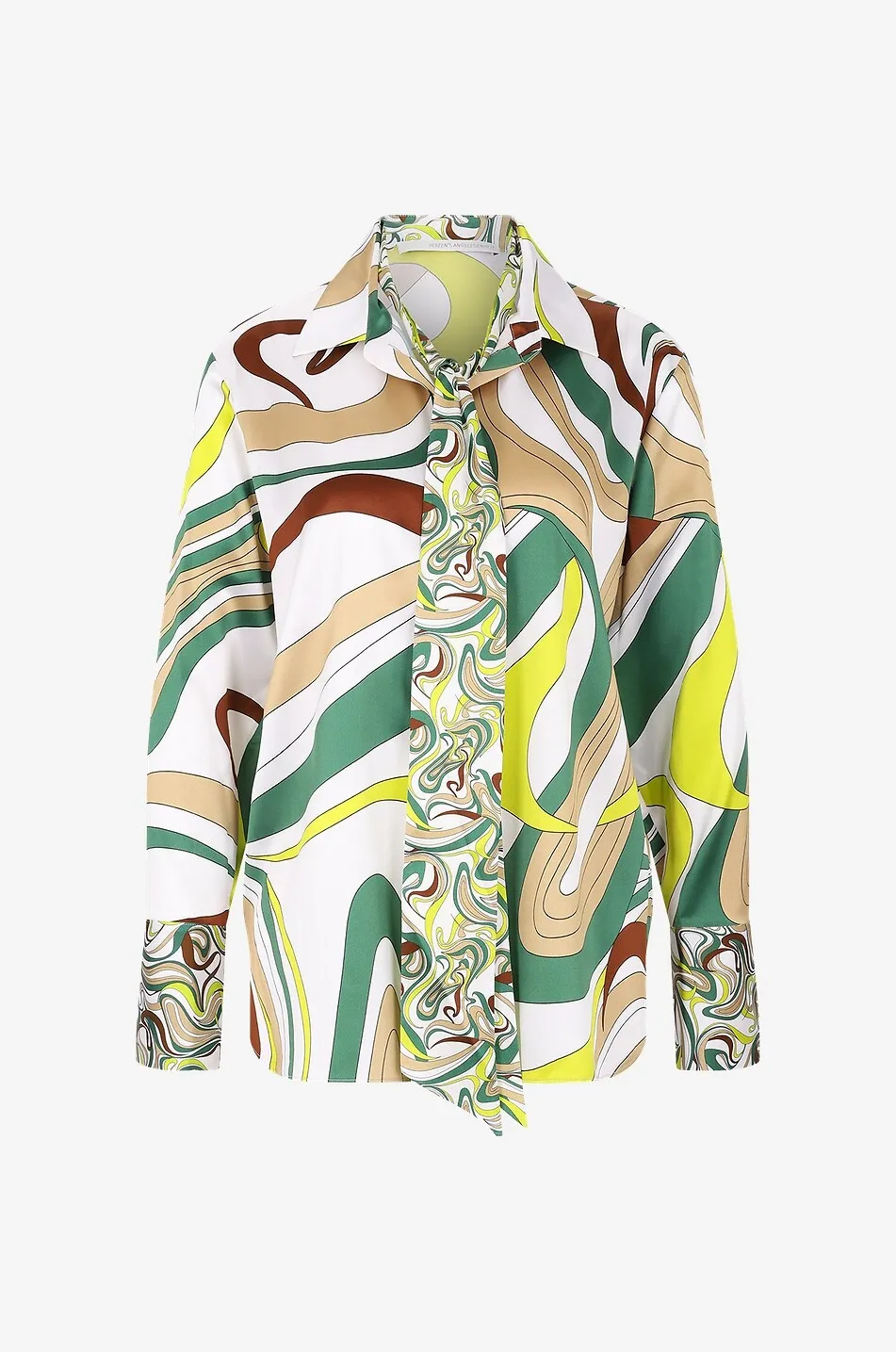 Chemise col lavallière en soie à imprimé psychédélique
