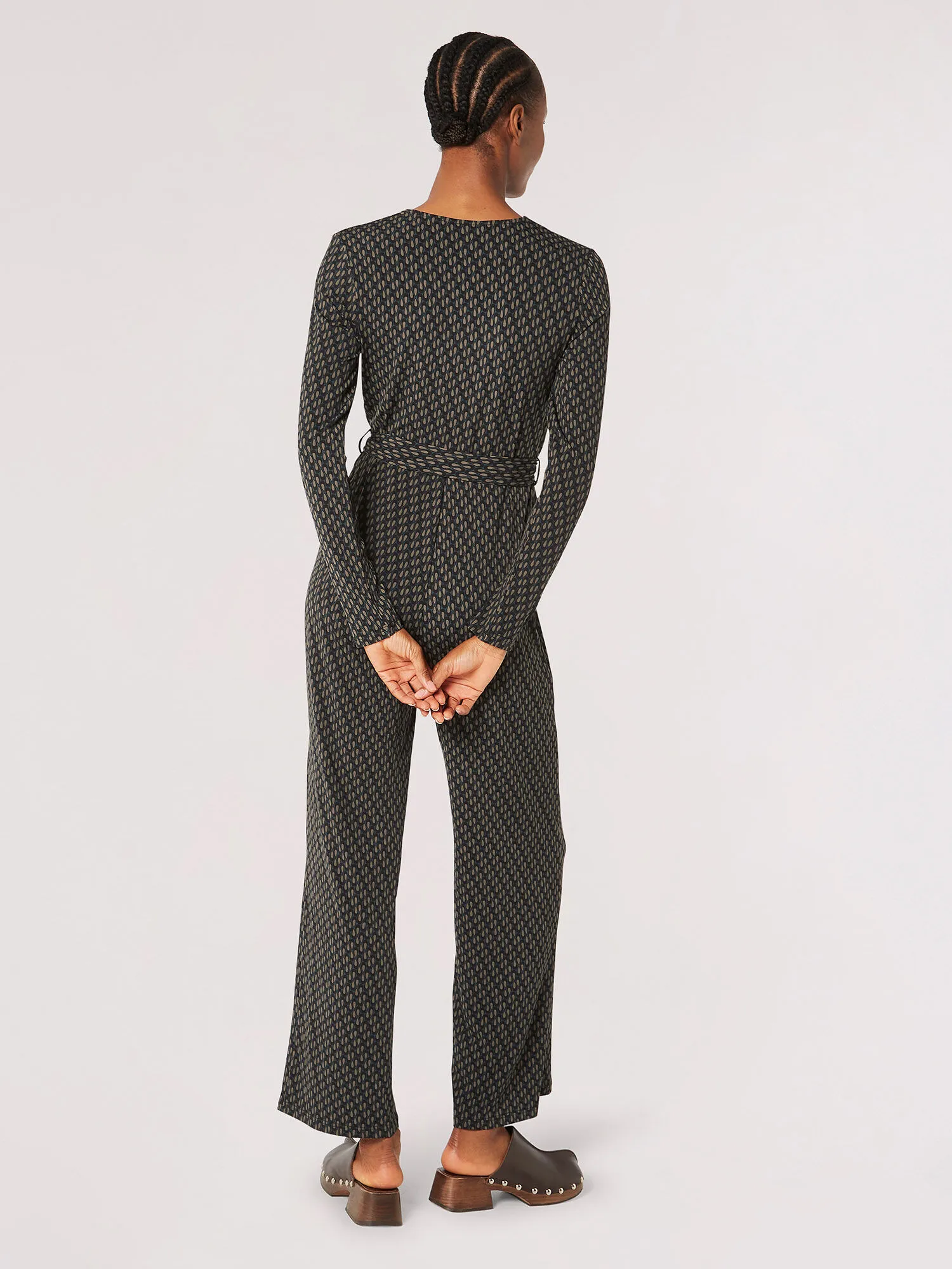 Combinaison Cache-Cœur En Jersey À Motif De Larme Vêtements Apricot