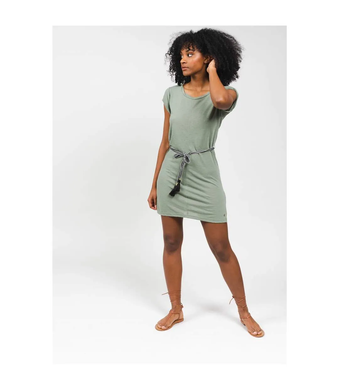 Cotton TIME Belted Short Dress