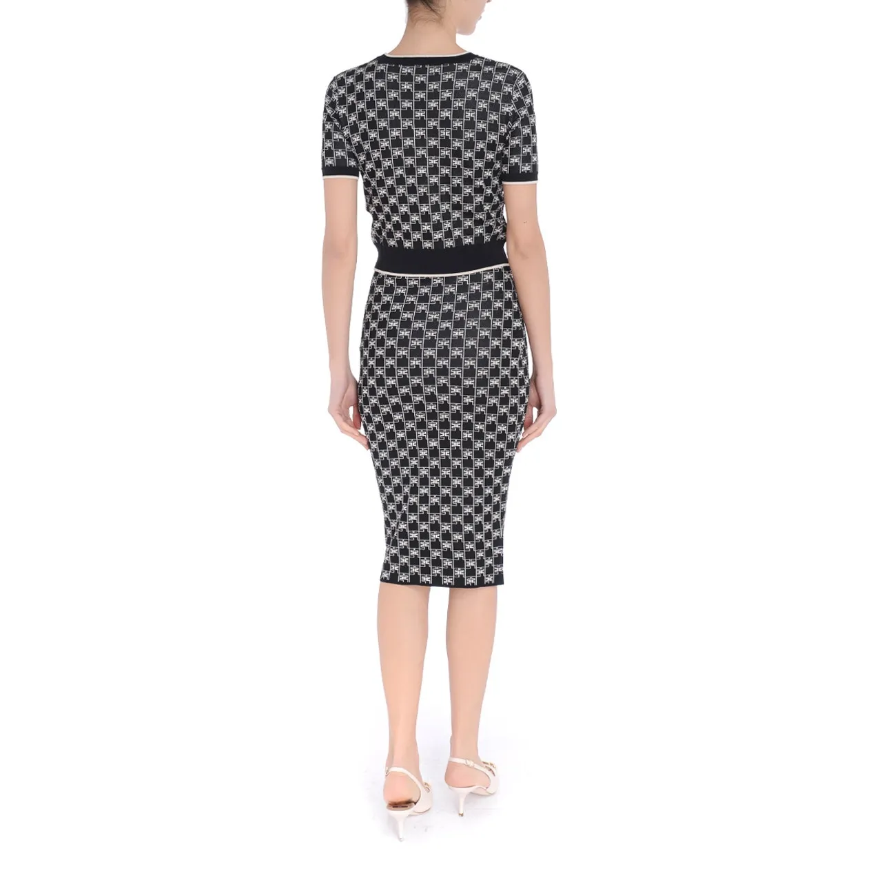 Elisabetta Franchi Lettrage en jersey tricoté noir 