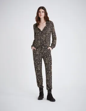 Flowy Black Charcoal Print Pants for Women