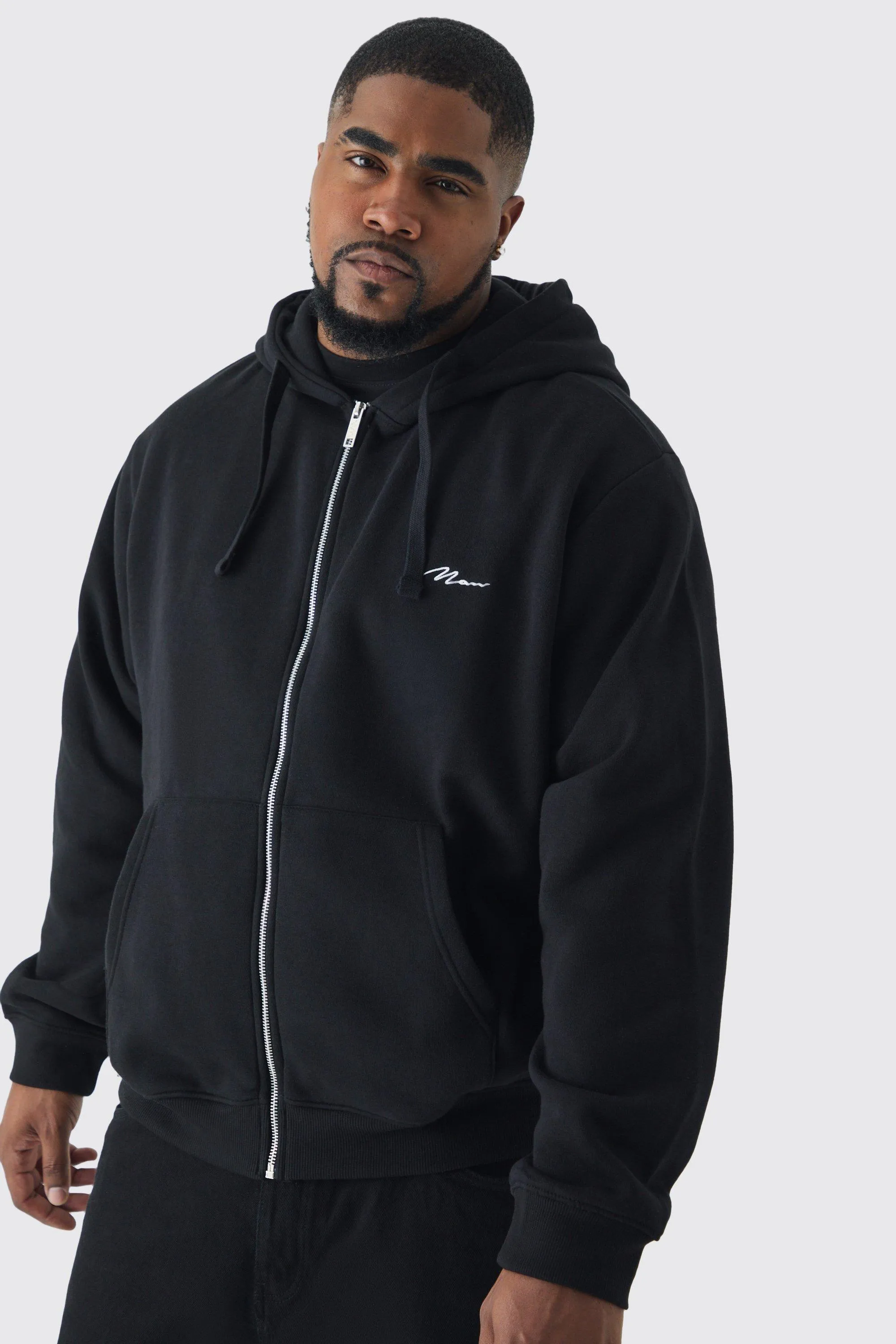 Grande taille - Sweat à capuche basique zippé - MAN
