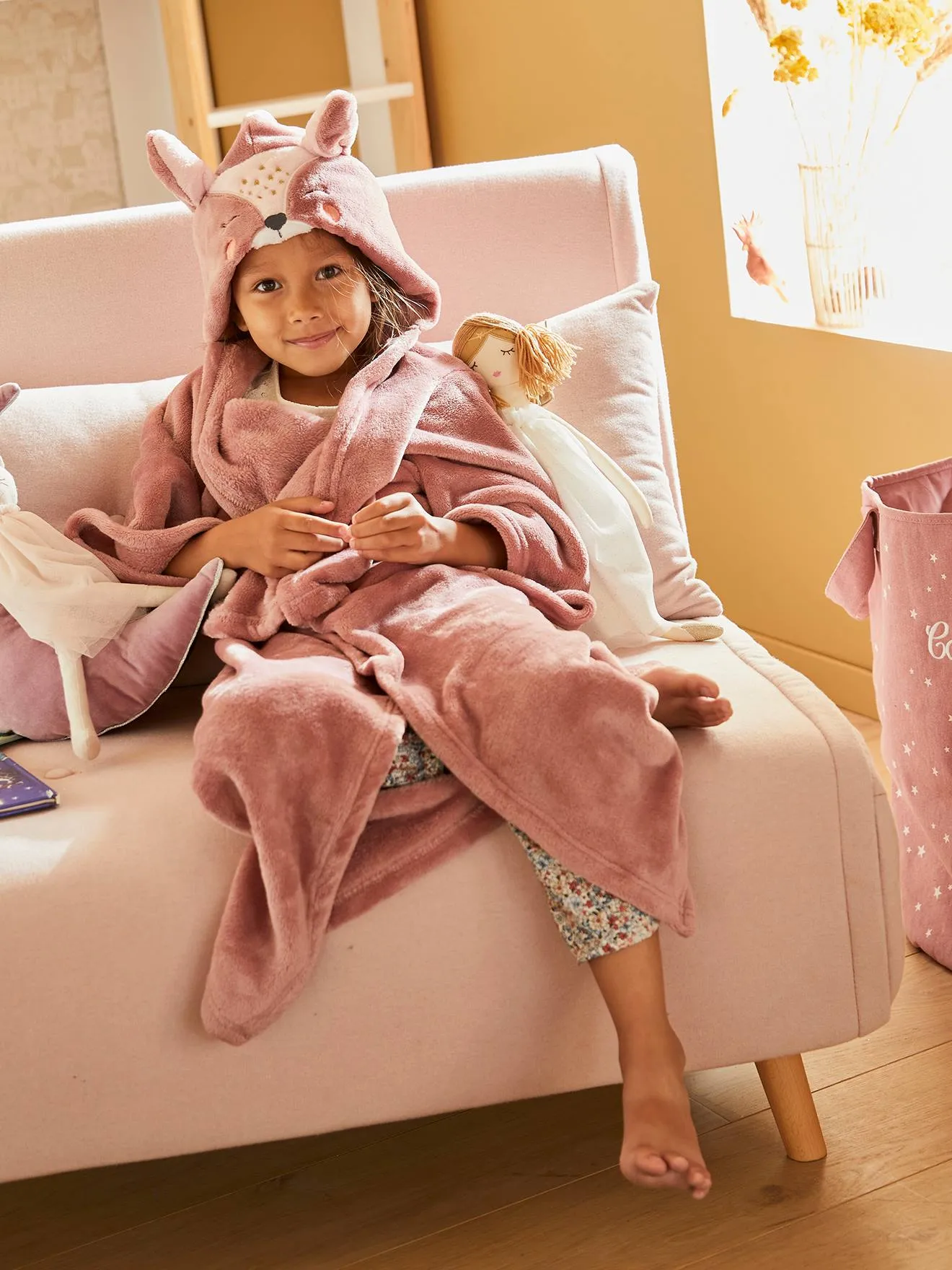 Green Animal Hooded Plaid with Sleeves - Vertbaudet