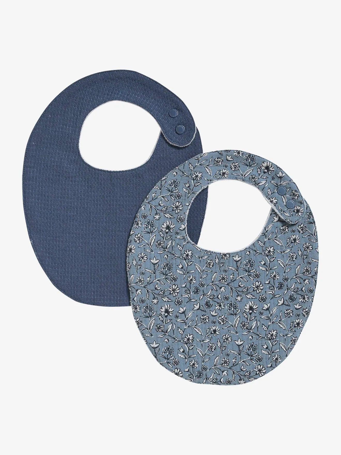 Lot de 2 bavoirs naissance bleu imprimé - Vertbaudet