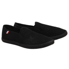 Men's Slip-On Black Perforated Sneakers
