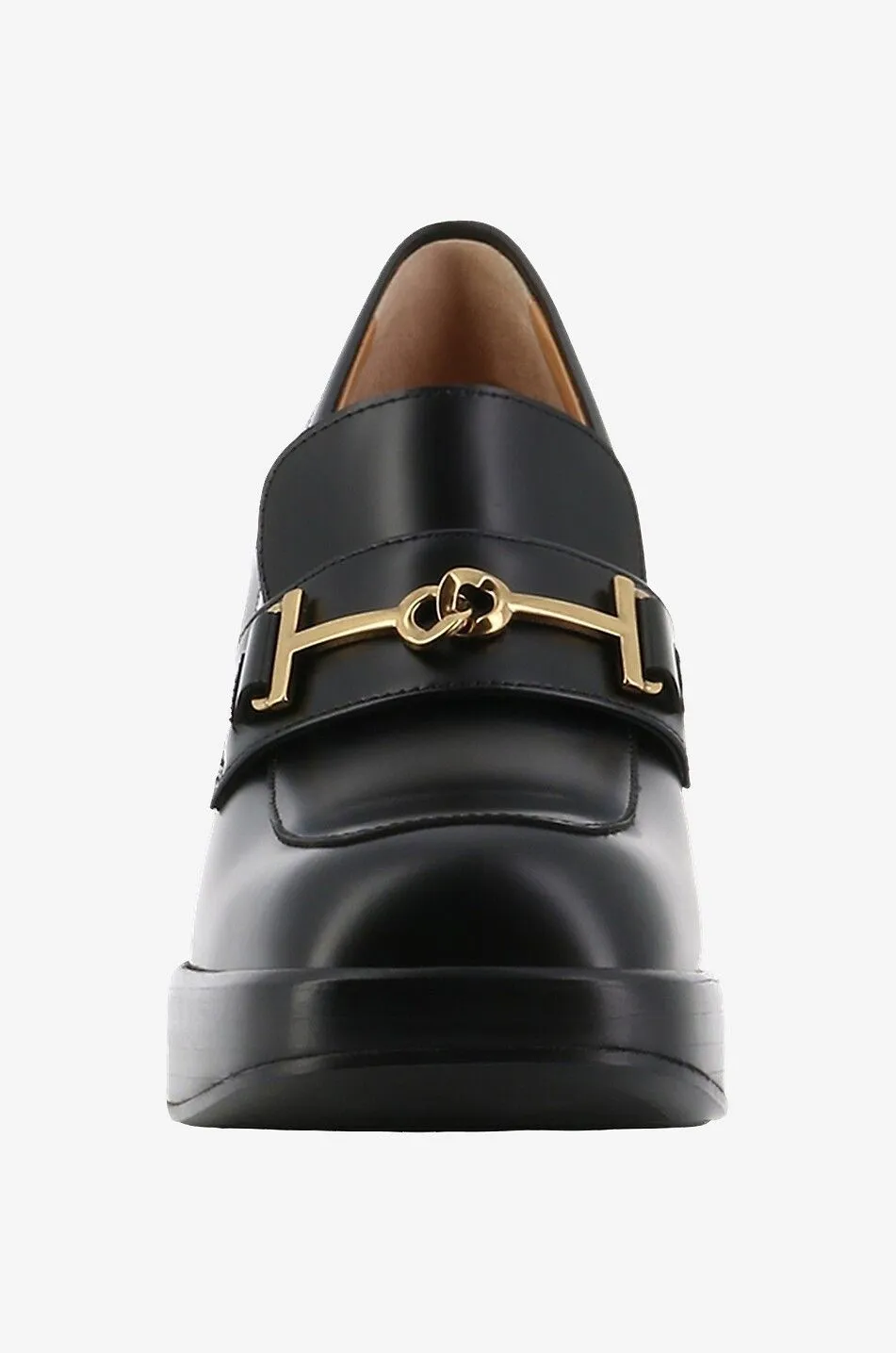 Mocassins à plateau et talon en cuir lisse 85