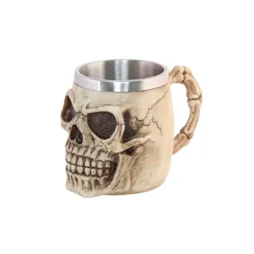 Mug tête de mort résine et métal 10x16x11 cm