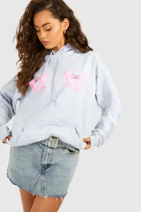Oversized Hoodie with Printed Bow