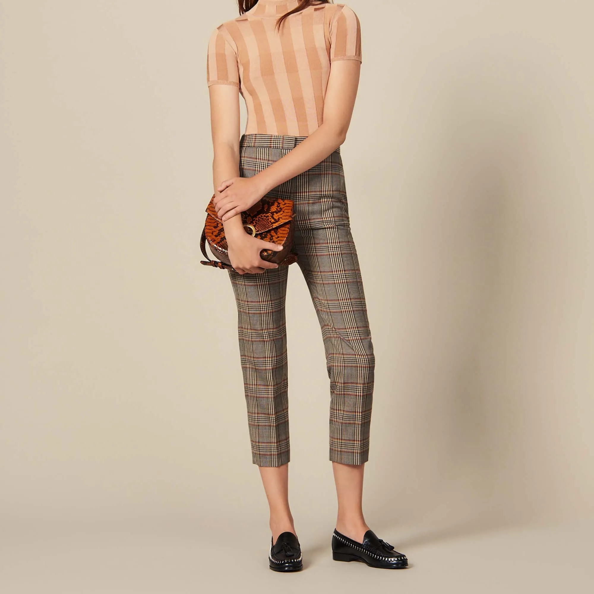 Pantalon droit à carreaux