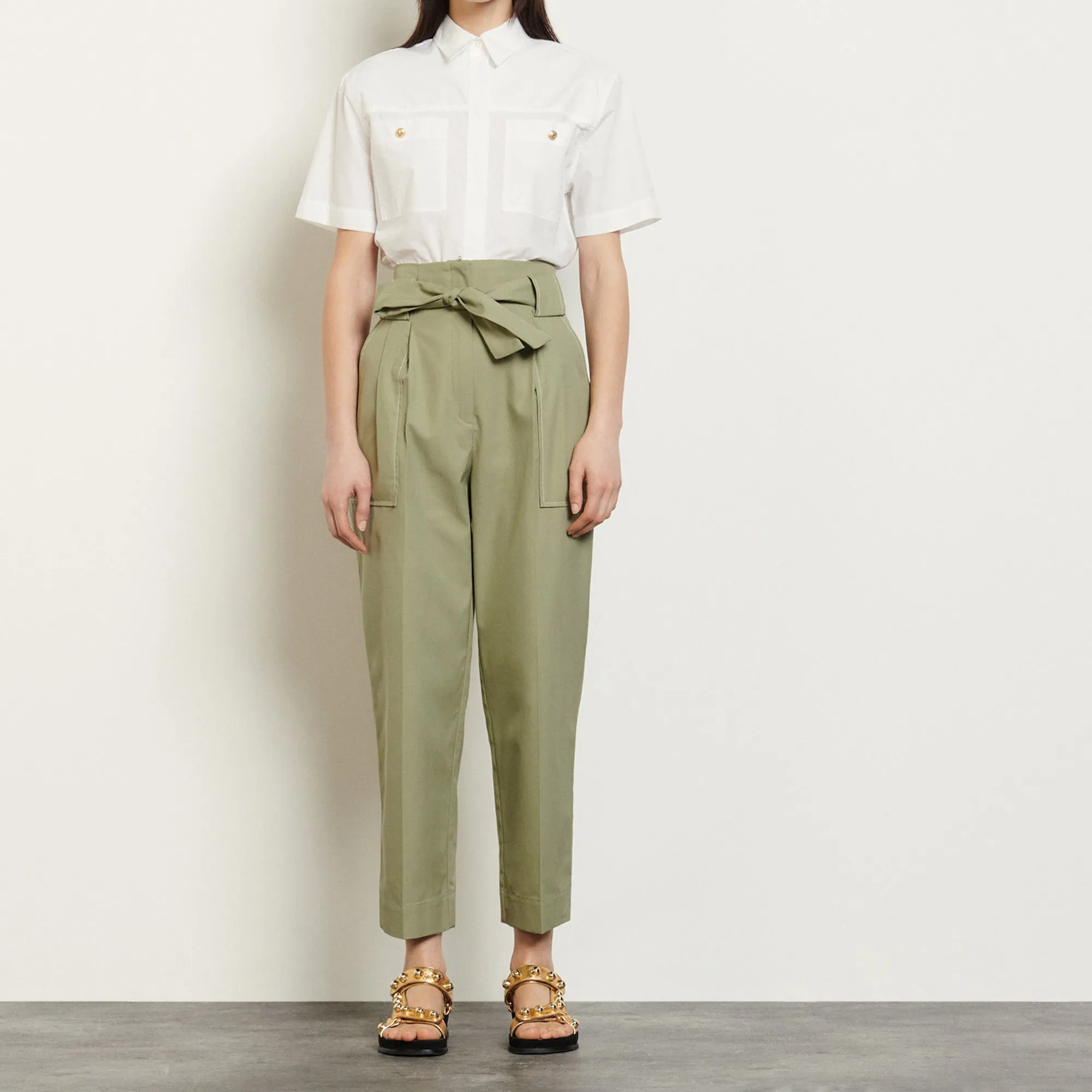 Pantalon large avec ceinture à nouer