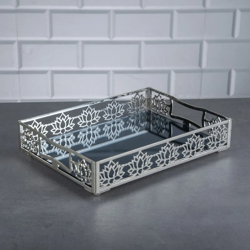 Plateau décoratif miroir rectangulaire petit format