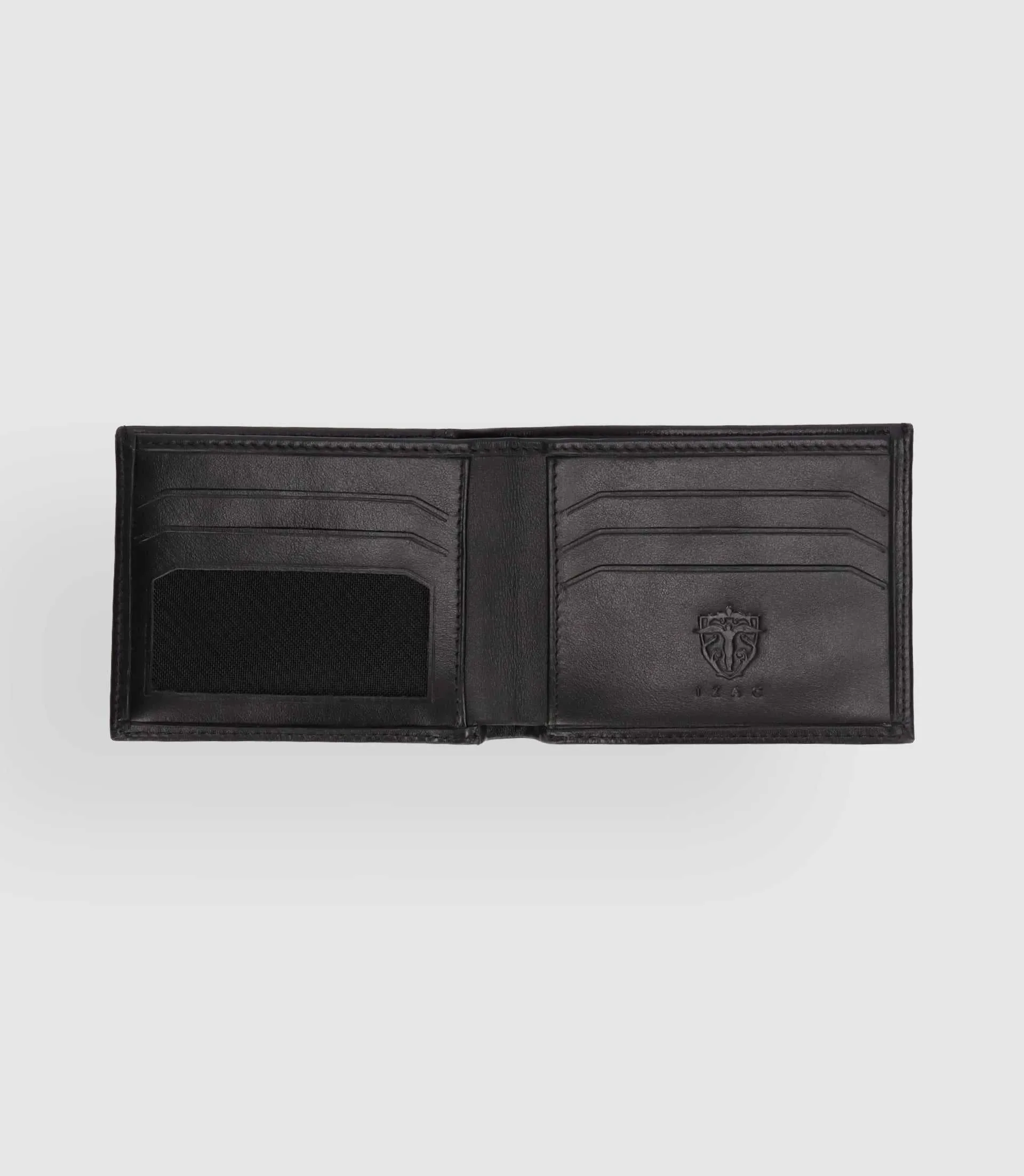 Portefeuille en cuir lisse noir