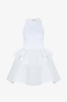 Robe courte sans manches en jersey côtelé et polyfaille