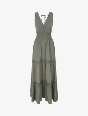 Elasticated Long Dress with Tie-Up Details