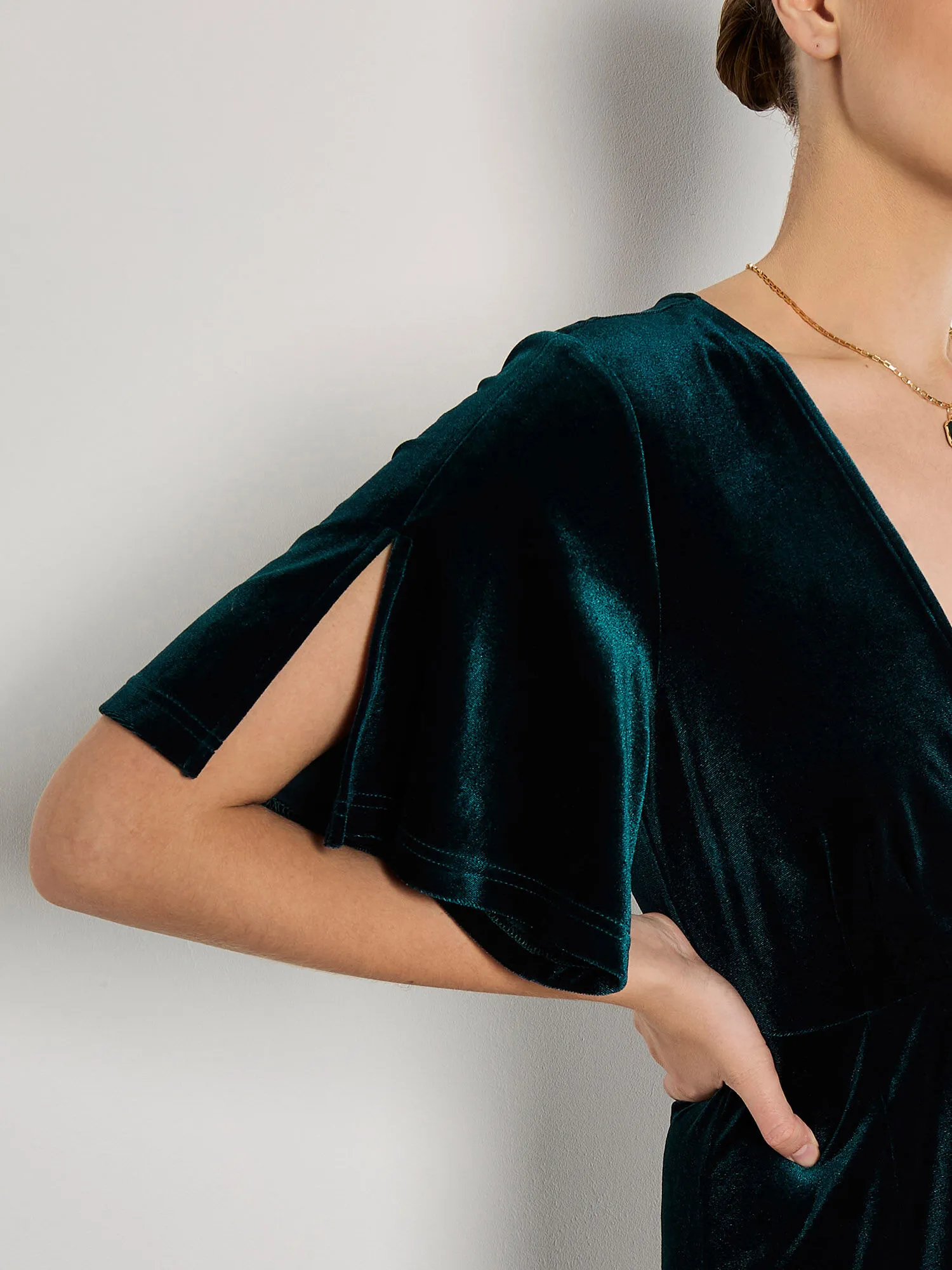 Robe Longue Portefeuille En Velours Vêtements Apricot