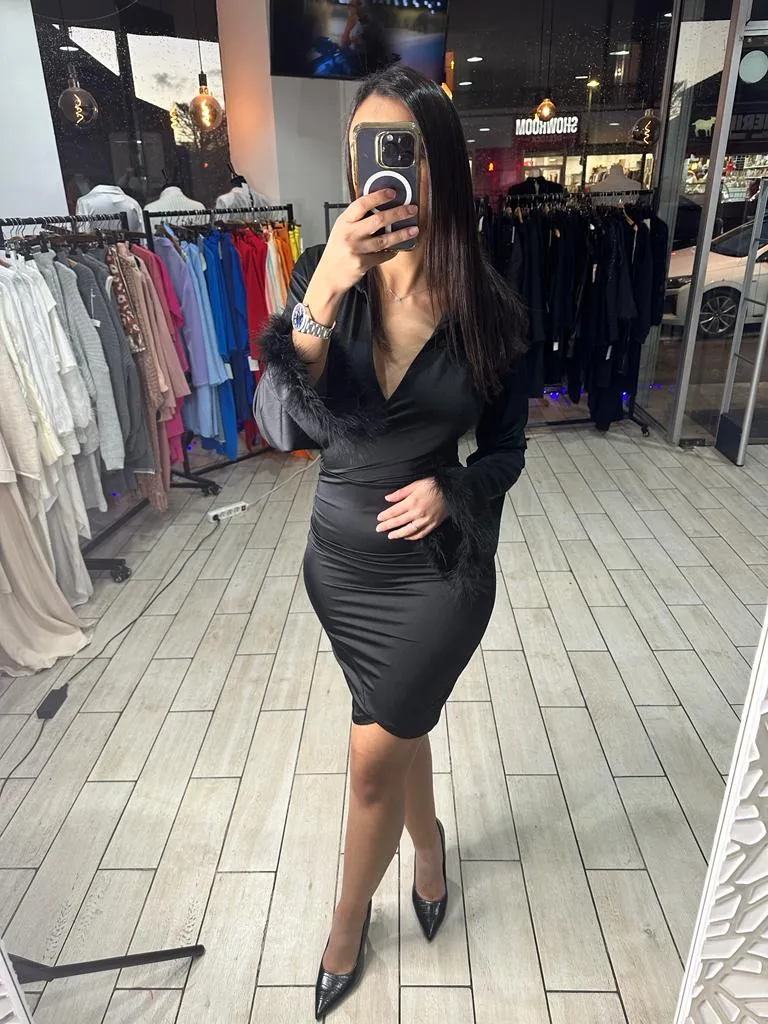 Robe manche plume[noir]