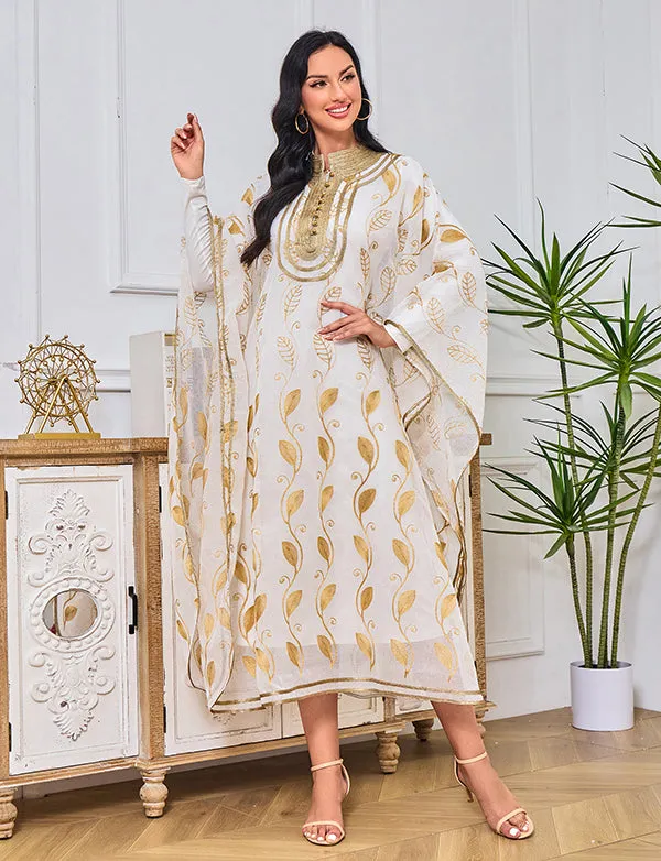 Gold Ribbon Embroidered Dress