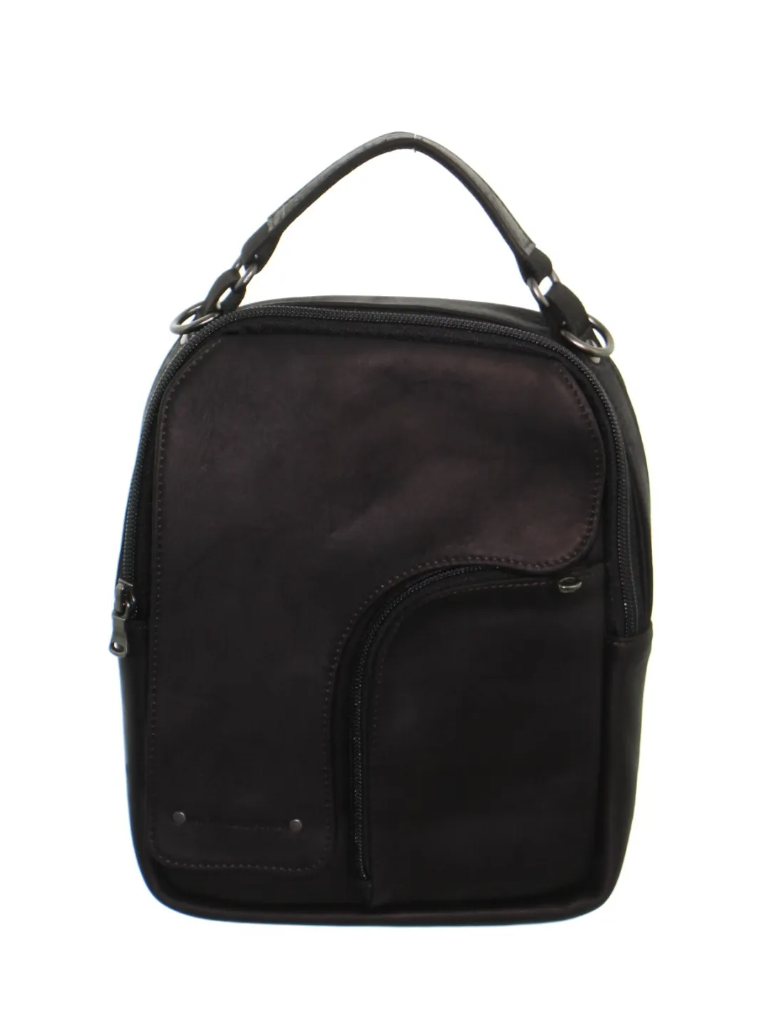 Sacoche bandoulière en cuir Baroudeur ref 47618 Noir 25*20*7 cm
