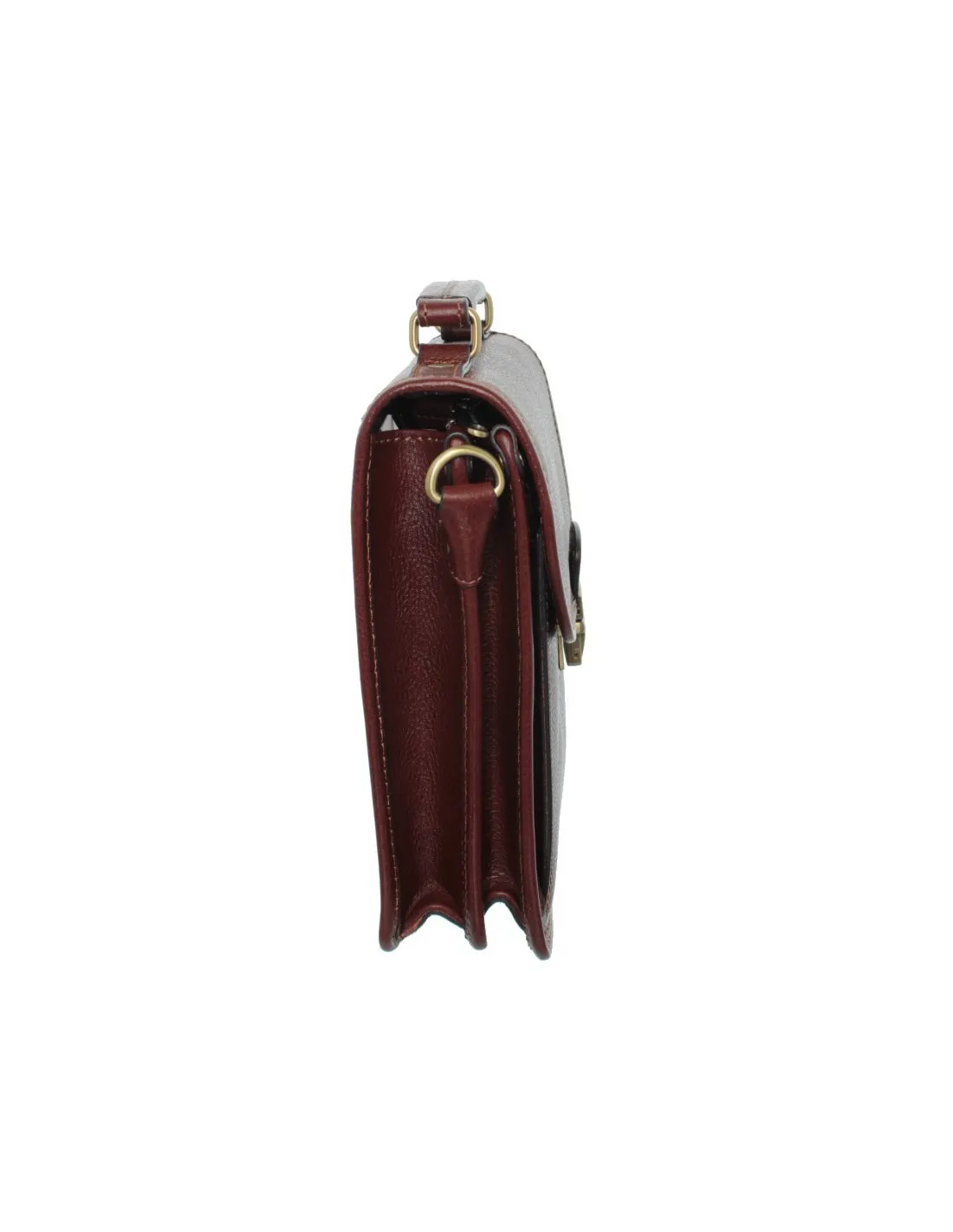 Sacoche bandoulière Hexagona en cuir Ref 33907 Marron 23*20*8 cm