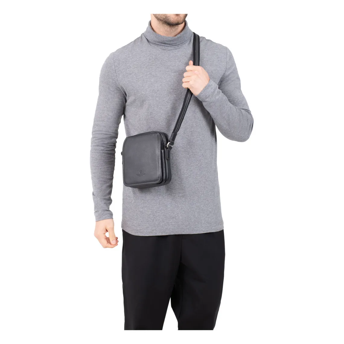 Sacoche Cuir CONFORT Marron foncé Leo | 3 Suisses