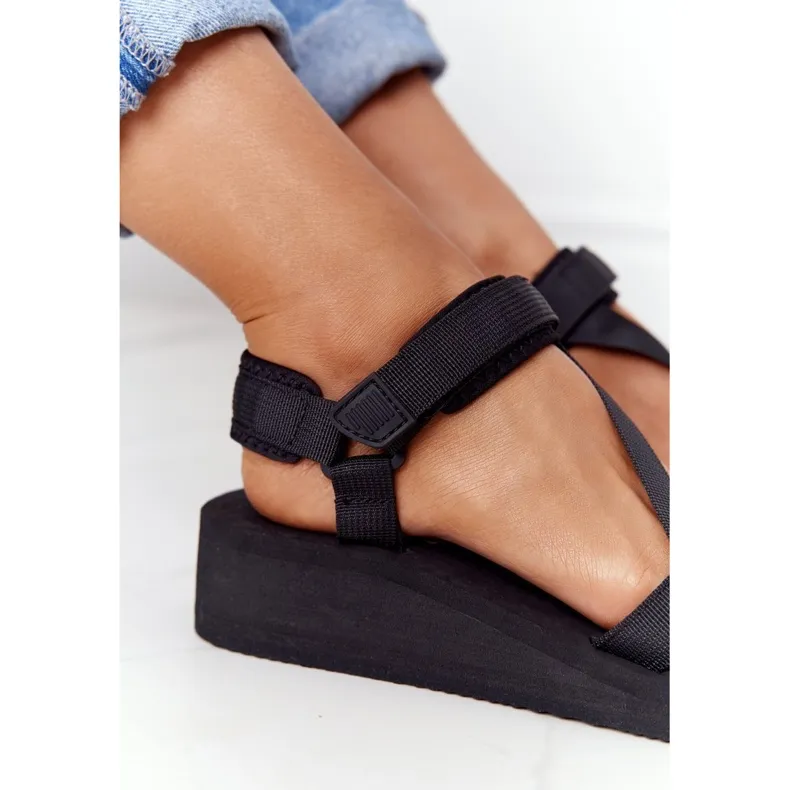 Sandales Mousse Noires Sur Compensée Big Star FF274A349 le noir
