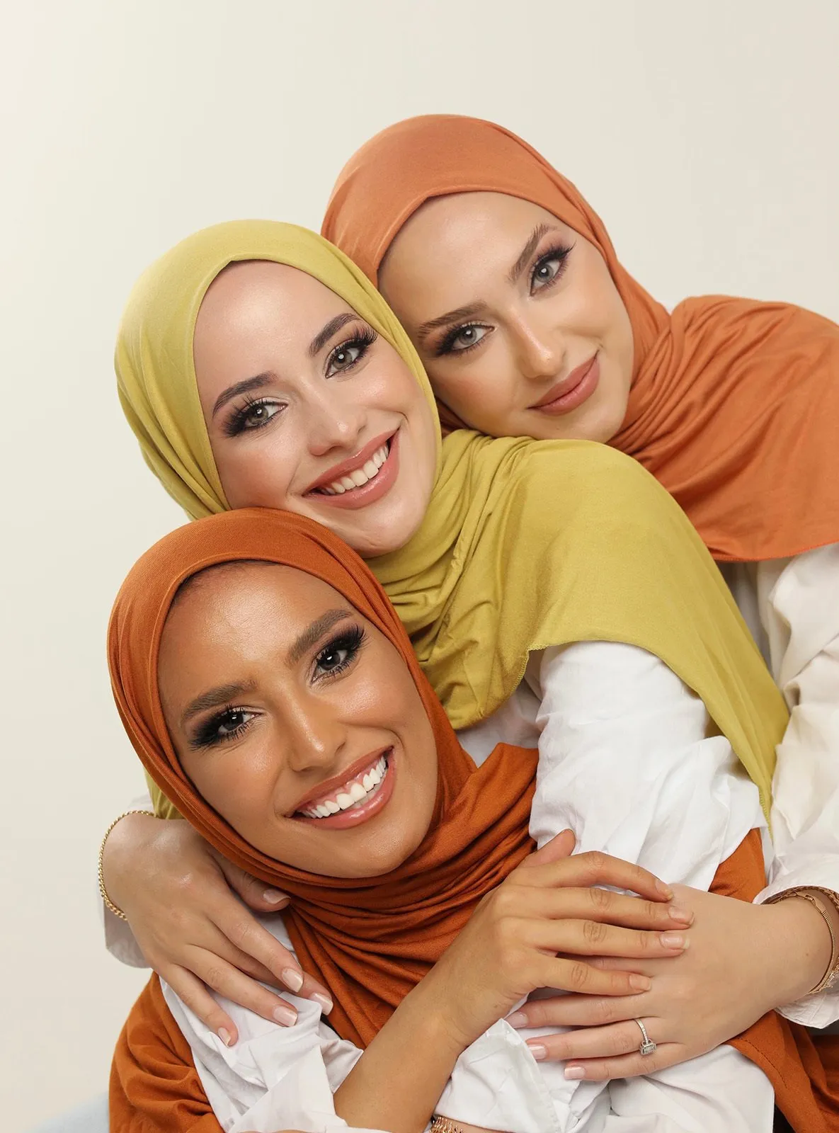 Set of 3 Luxury Jersey Shawl - Pumpkin Lemon Peach