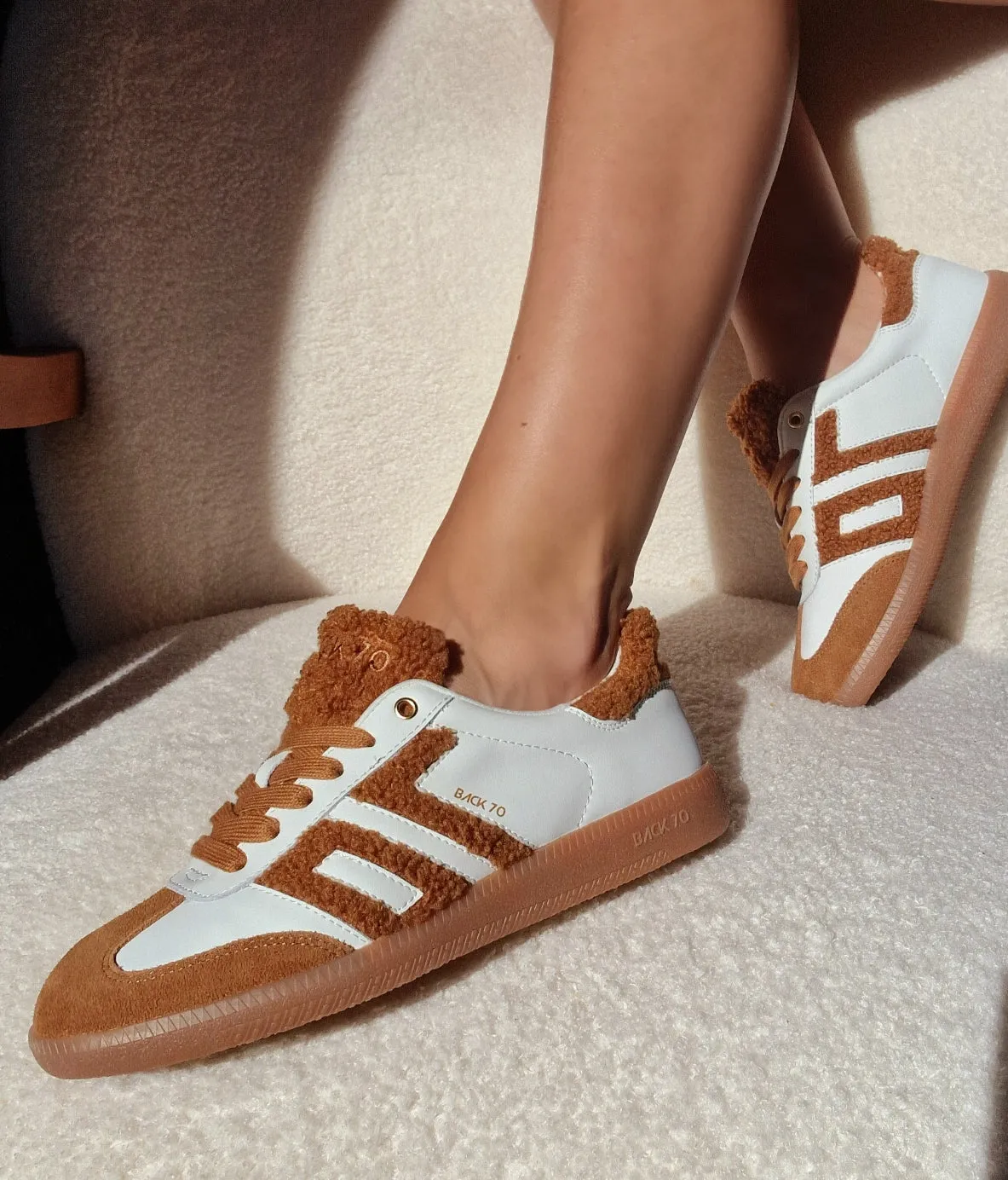 Sneakers Back 70 White Camel Bouclette