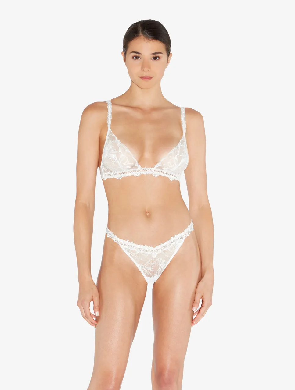 Soutien-gorge Triangle en blanc cassé avec dentelle Leavers