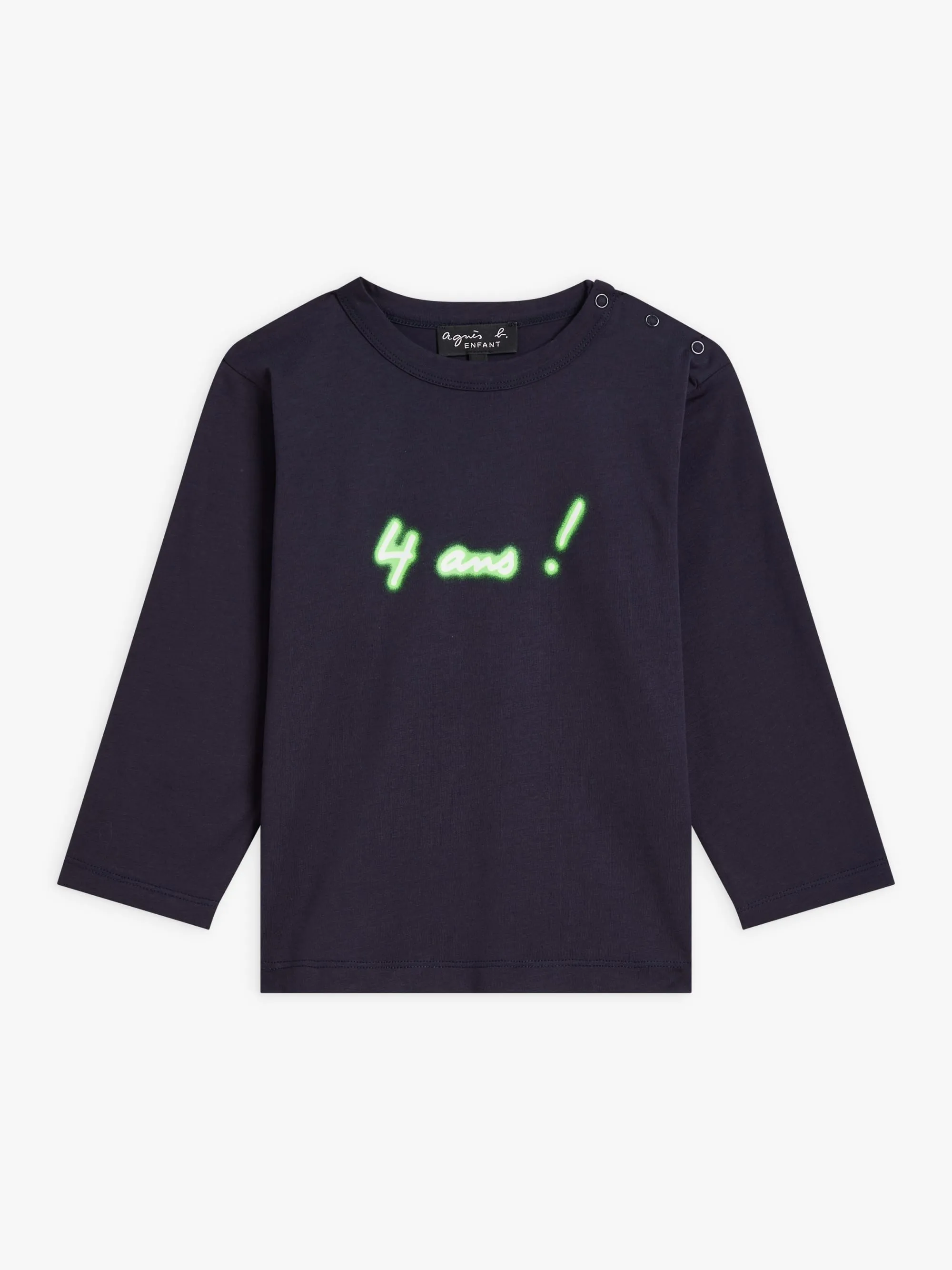 t-shirt Anniversaire néon en jersey de coton bleu nuit