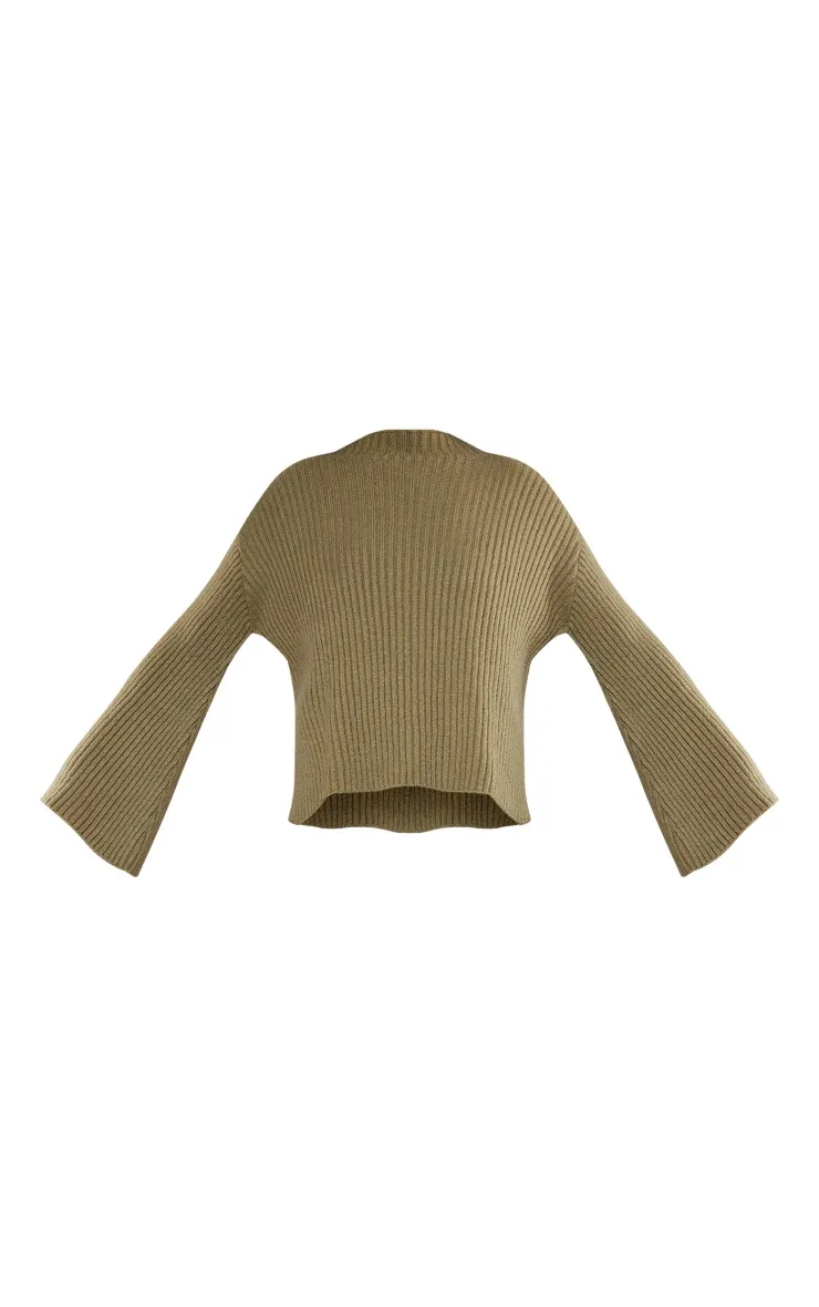Tall Pull oversize en maille tricot douce vert olive