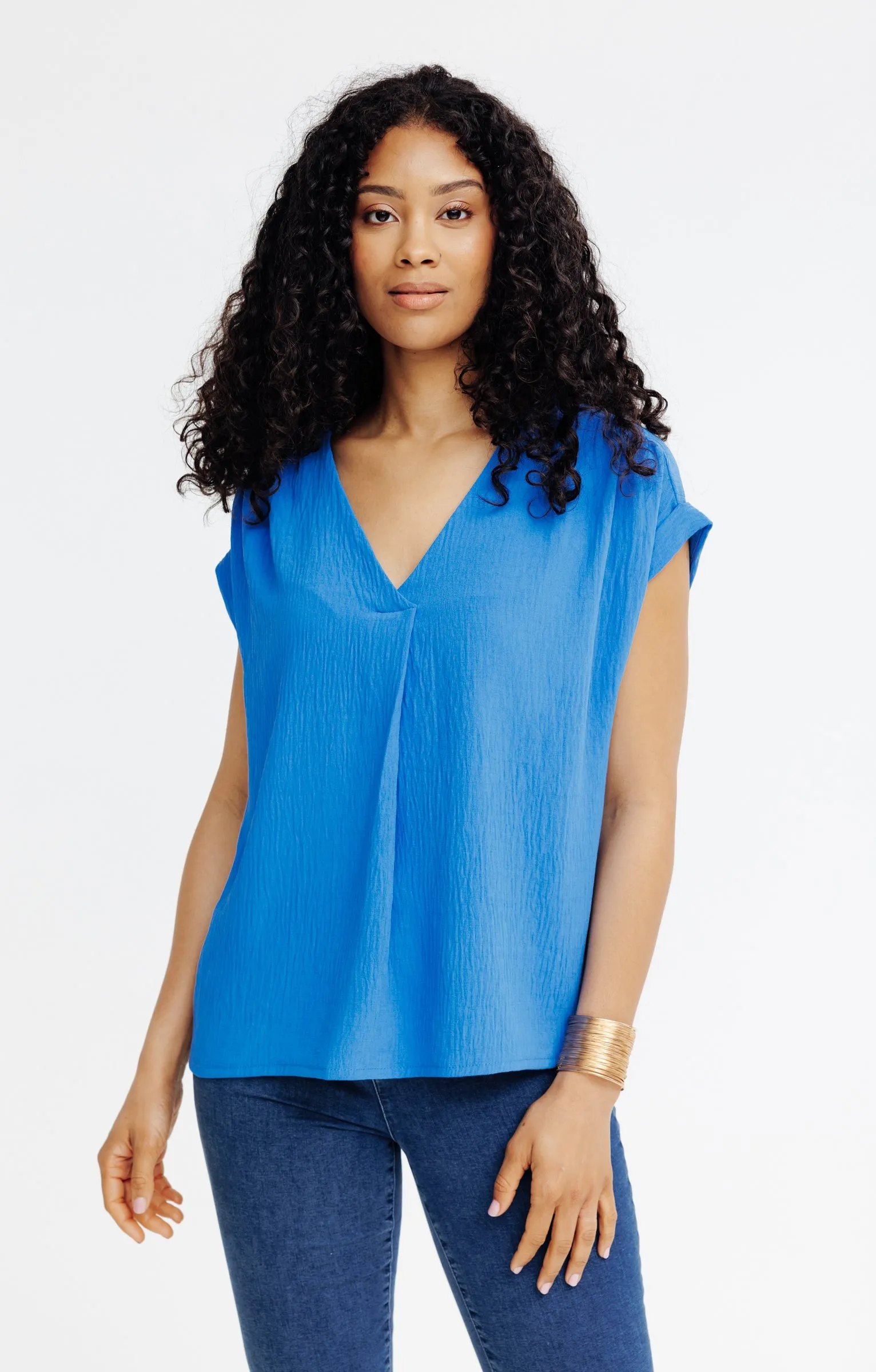 Tee-shirt été col V avec pli - 25,16 €