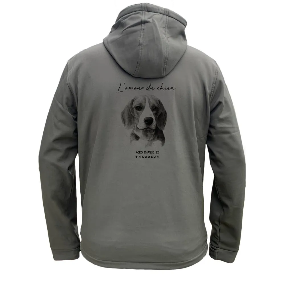 Veste softshell L’amour du chien Homme ou Femme avec/sans capuche – Roro chasse 22