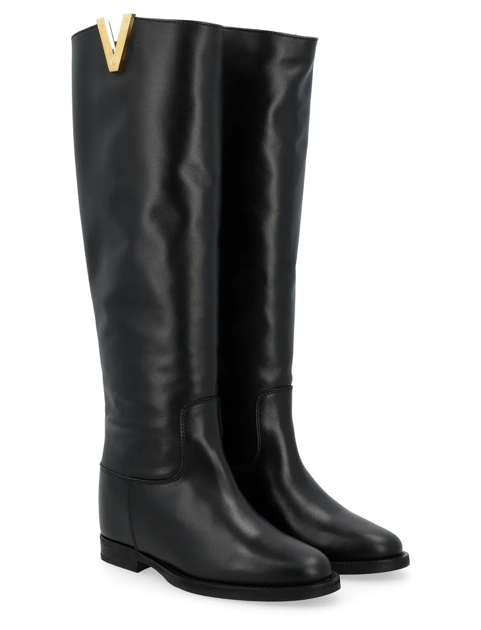 Via Roma 15 Botte en cuir noir avec diamant doré V