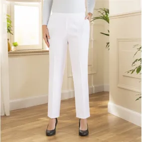 White Comfort Pleated Pants - Size 42