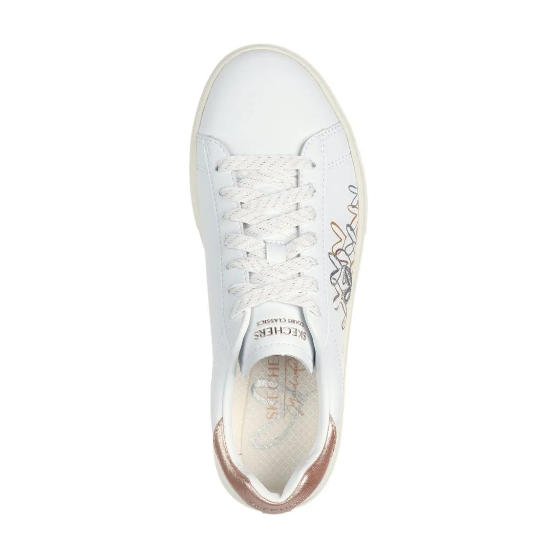 White EDEN LX Women's Sneakers with Glitter Hearts | 3 Suisses