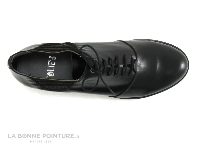 Women's shoes shopping - Folies KARA Black Derby shoes for sale, Richelieu shoes for women.
