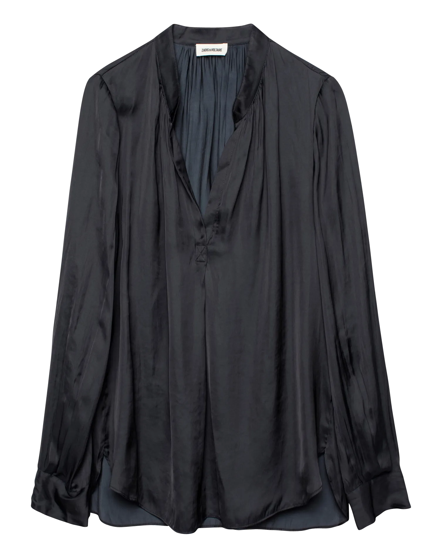 ZADIG&VOLTAIRE  Top col v satiné fluide tink - Noir